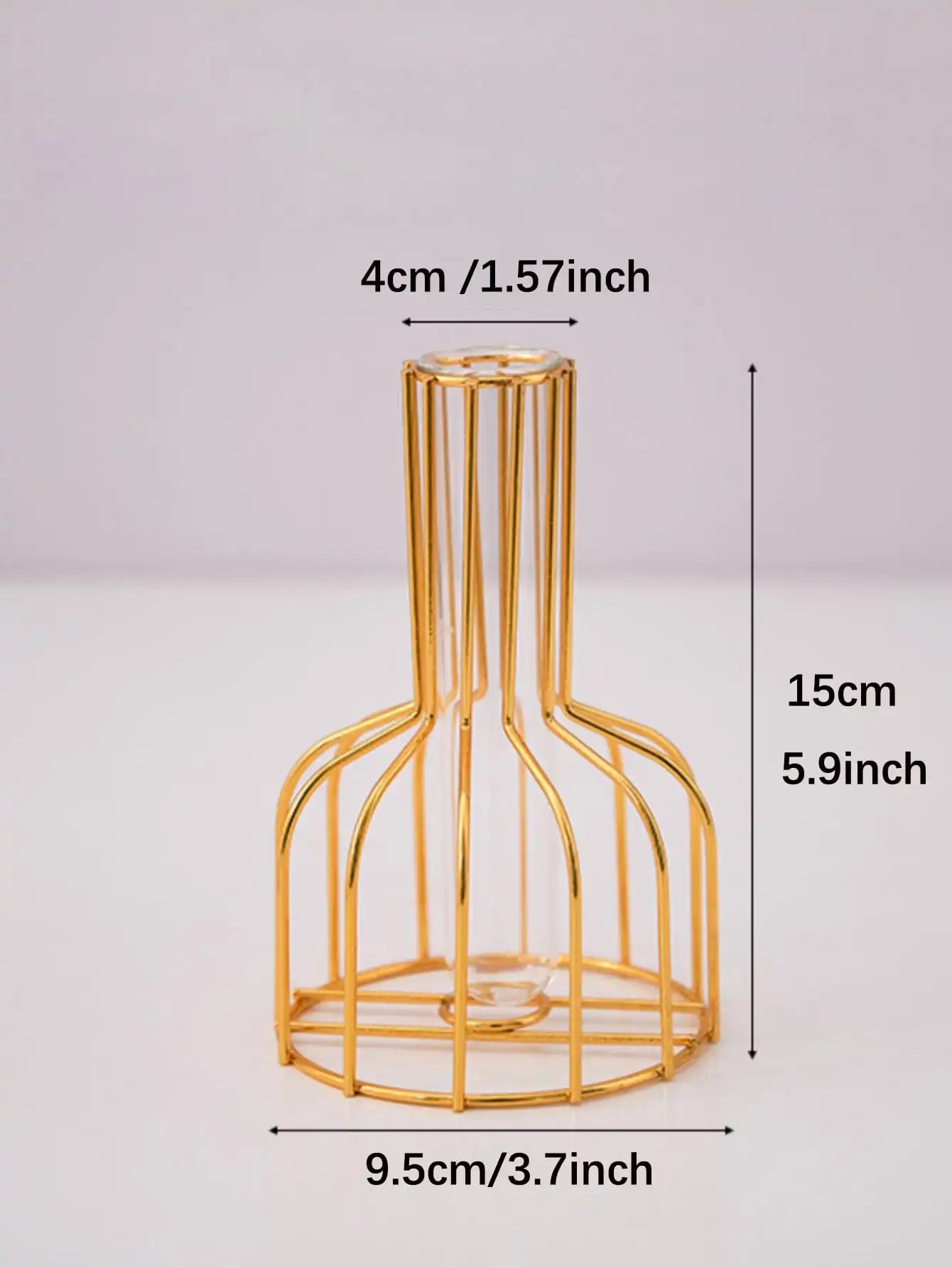 1 set of gold wrought iron metal vase hydroponic container test tube vase living room illustration decoration