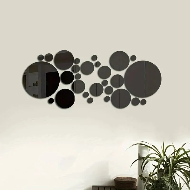 26 PCs 3D Acrylic Mirror Wall Sticker, round Mirror, DIY Bedroom, Bathroom and TV Background Room Sticker Wall Decoration