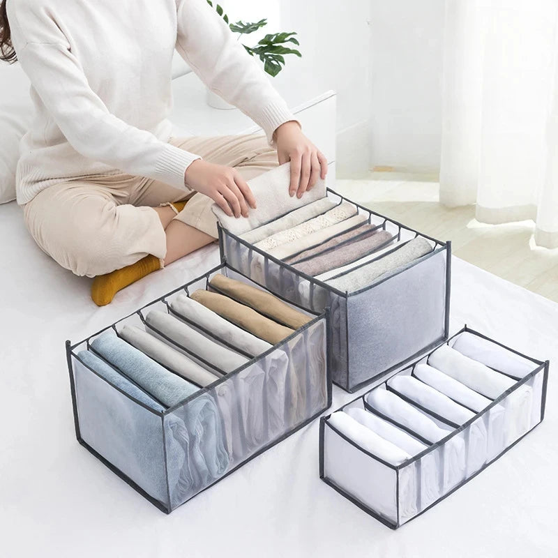 3 Pcs Foldable Underwear Storage Box Translucent Foldable Panty Drawer Organizer Bra Organizer Breathable Mesh Bag For Wardrobe