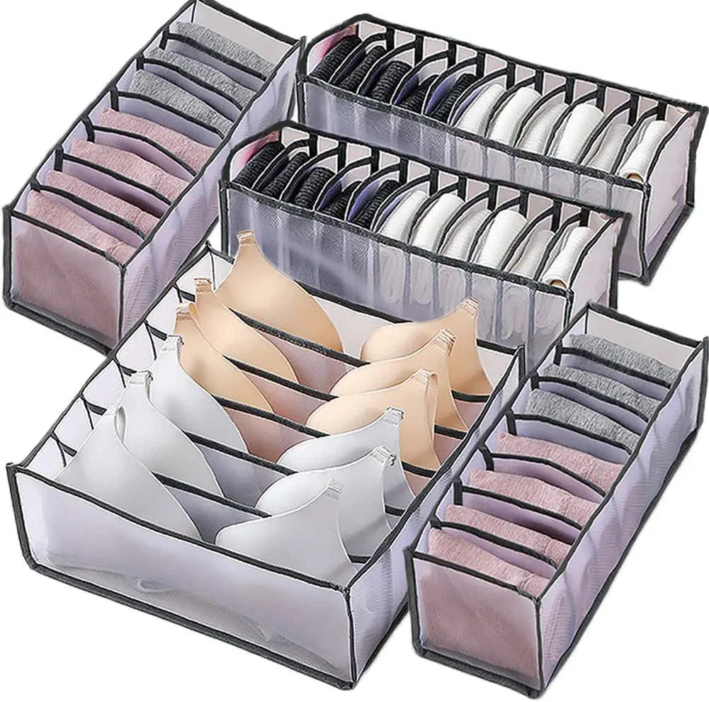 3 Pcs Foldable Underwear Storage Box Translucent Foldable Panty Drawer Organizer Bra Organizer Breathable Mesh Bag For Wardrobe