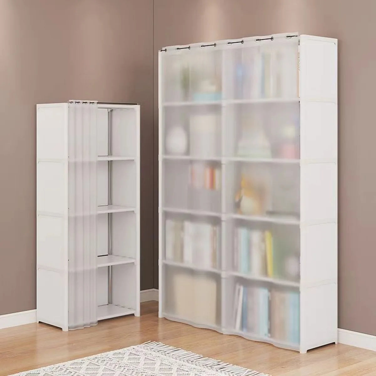 6/5 Layers Dustproof Wardrobe Bedroom Open Simple Assembly Storage Cabinet High Capacity Partition Bookshelf Closet Organizer