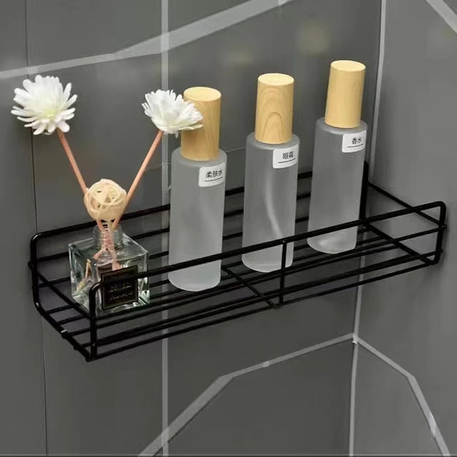 Bathroom Shelf Wall Mounted Corner Storage Shelves Shampoo Holder Cosmetic Rack Iron Shower Drain Basket Bathroom Organizer