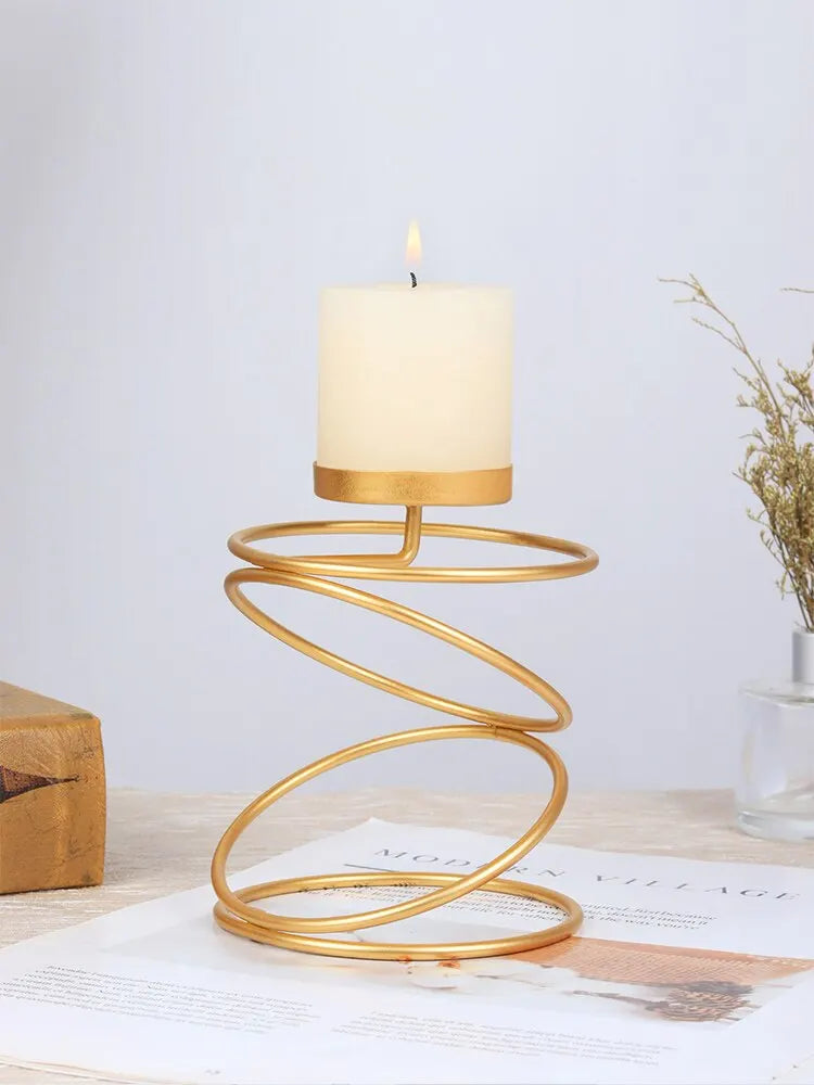 Ins Luxury Style Metal Candle Holders Simple Golden Wedding Decoration Bar Party Living Room Decor Home Decor Candlestick