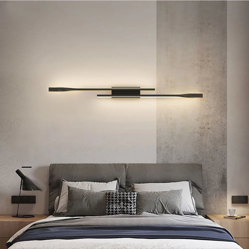 Long strip wall lamp light luxury creative room bedroom bedside lamp simple modern Nordic living room TV wall lamp