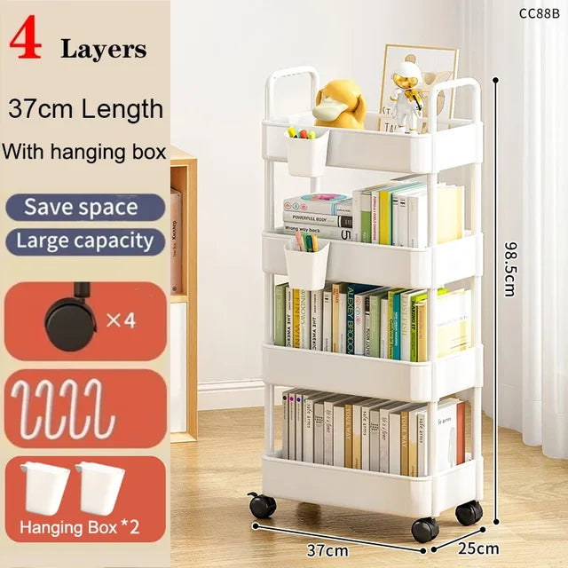 Mobile Storage Rack Trolley Household Kitchen Organizer Multi Storey Bathroom Cart Bedroom Snacks Storage Shelf Home Accessories