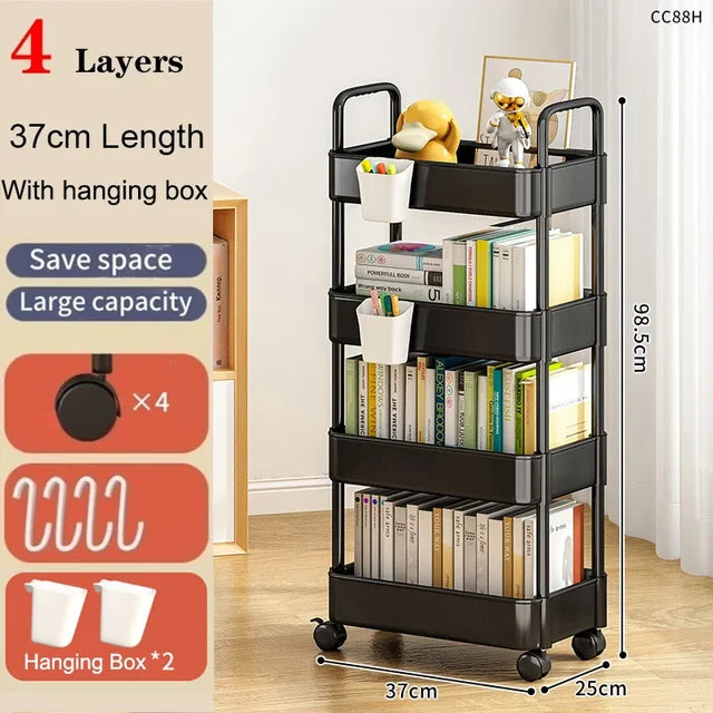 Mobile Storage Rack Trolley Household Kitchen Organizer Multi Storey Bathroom Cart Bedroom Snacks Storage Shelf Home Accessories