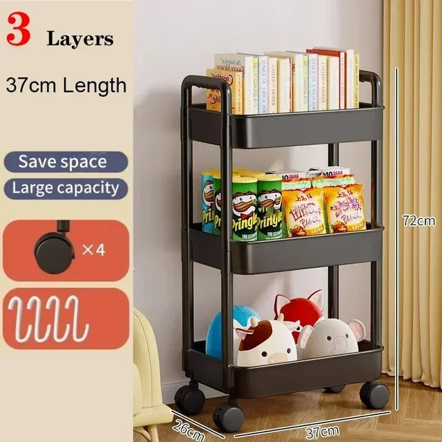 Mobile Storage Rack Trolley Household Kitchen Organizer Multi Storey Bathroom Cart Bedroom Snacks Storage Shelf Home Accessories