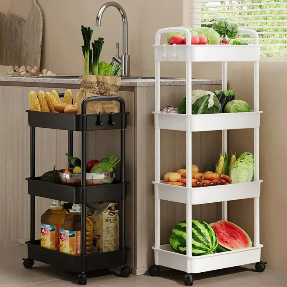 Mobile Storage Rack Trolley Household Kitchen Organizer Multi Storey Bathroom Cart Bedroom Snacks Storage Shelf Home Accessories