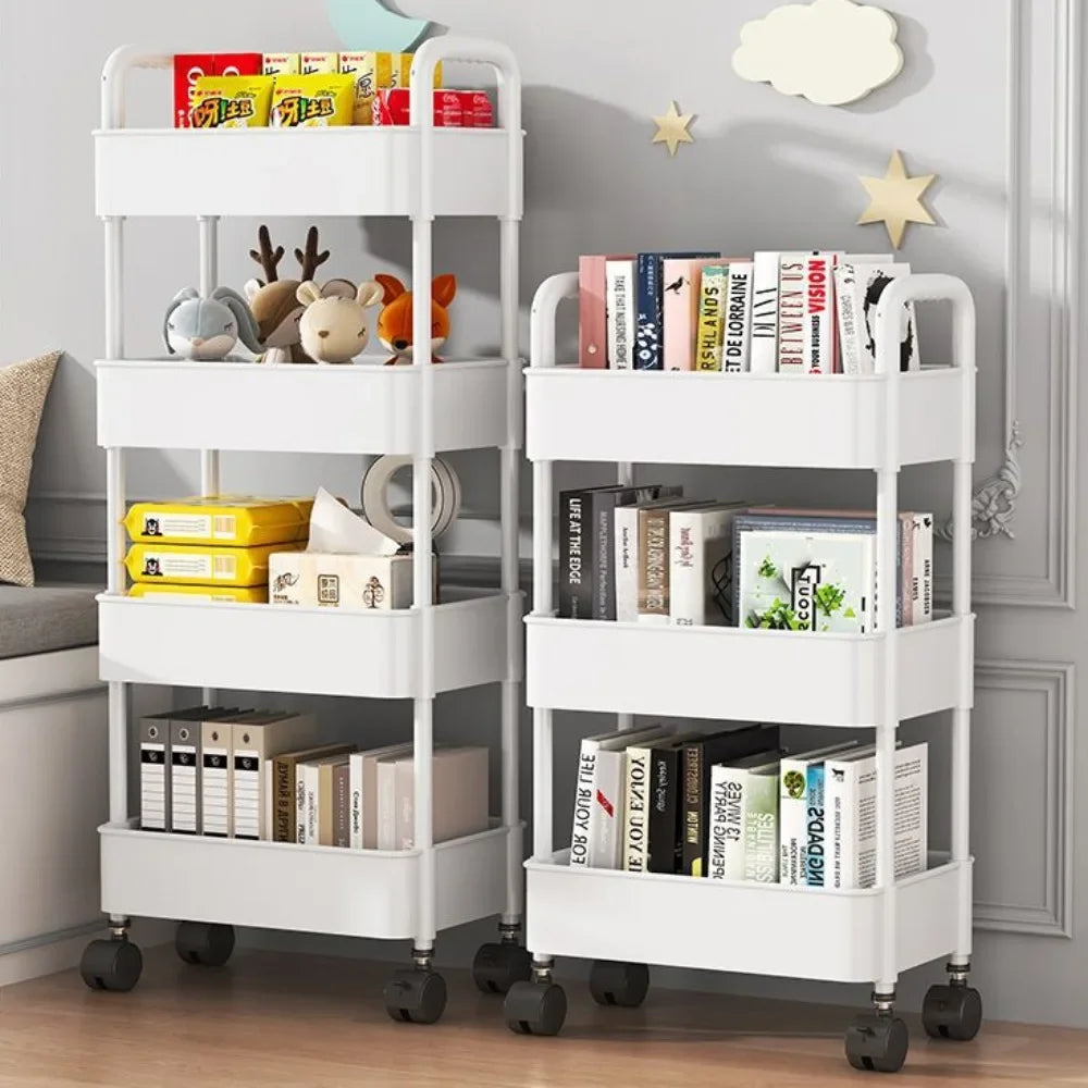 Mobile Storage Rack Trolley Household Kitchen Organizer Multi Storey Bathroom Cart Bedroom Snacks Storage Shelf Home Accessories