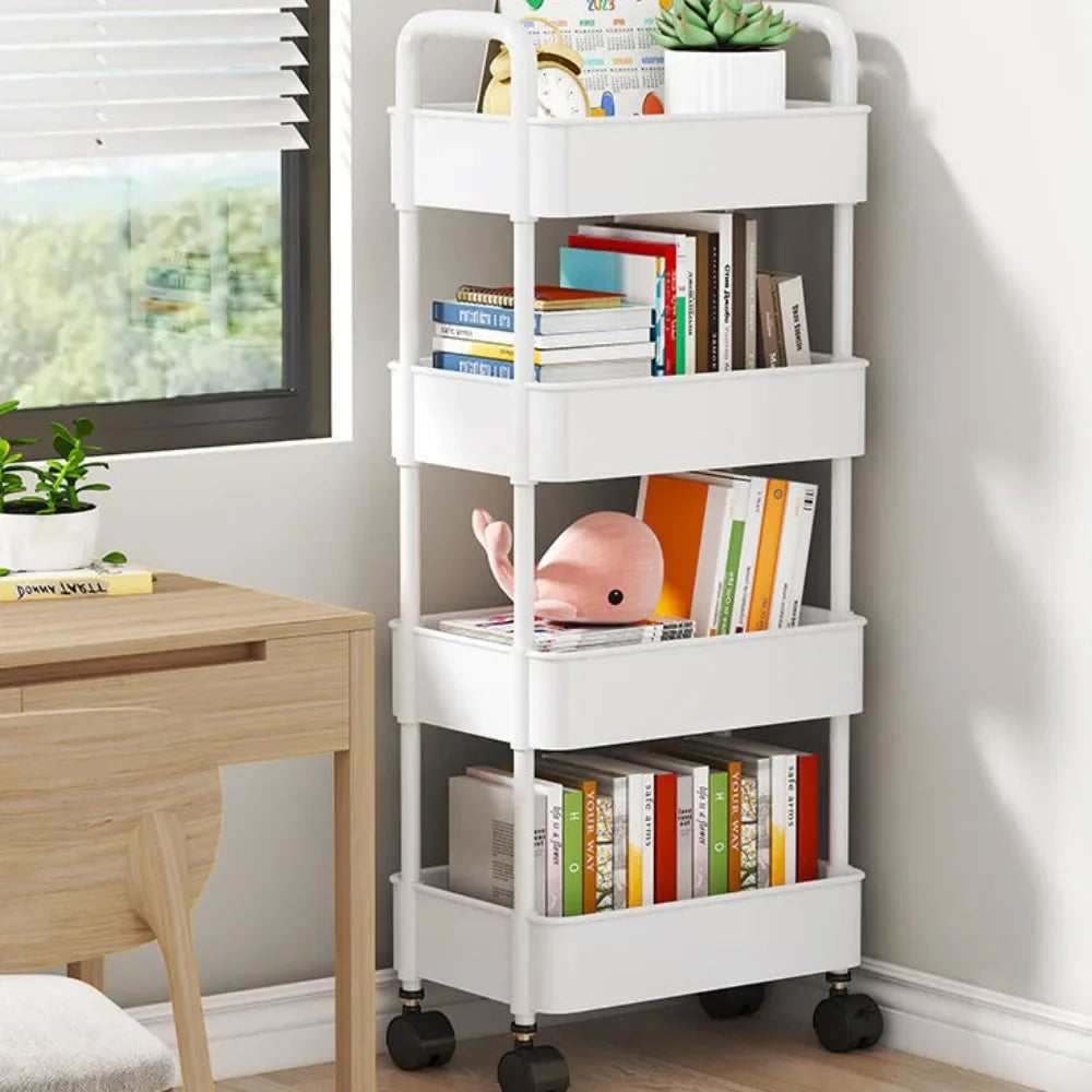 Mobile Storage Rack Trolley Household Kitchen Organizer Multi Storey Bathroom Cart Bedroom Snacks Storage Shelf Home Accessories