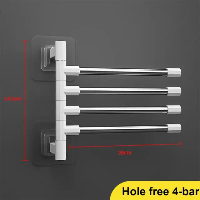 Towel Rack Bathroom Accessories Rotatable Towel Holder Space Aluminum 2/3/4/5/6/7/8 -Bar Hanging Wall Mounted Towel Hanger