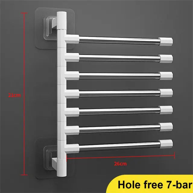 Towel Rack Bathroom Accessories Rotatable Towel Holder Space Aluminum 2/3/4/5/6/7/8 -Bar Hanging Wall Mounted Towel Hanger