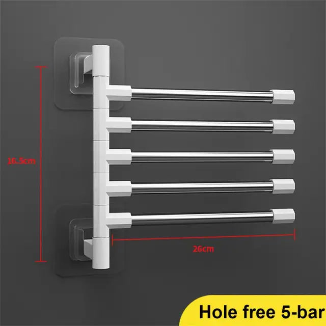 Towel Rack Bathroom Accessories Rotatable Towel Holder Space Aluminum 2/3/4/5/6/7/8 -Bar Hanging Wall Mounted Towel Hanger