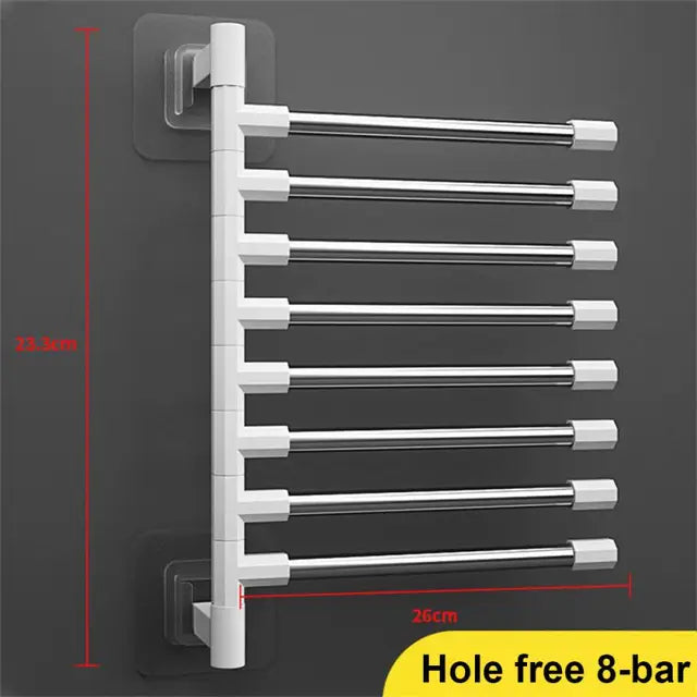 Towel Rack Bathroom Accessories Rotatable Towel Holder Space Aluminum 2/3/4/5/6/7/8 -Bar Hanging Wall Mounted Towel Hanger