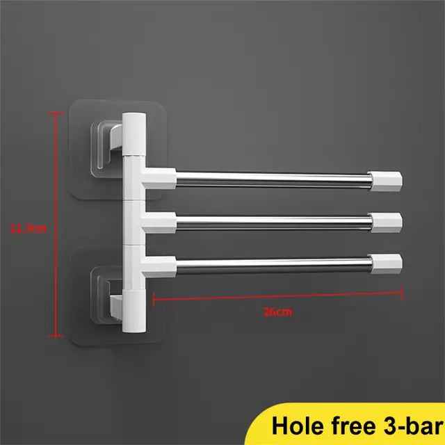 Towel Rack Bathroom Accessories Rotatable Towel Holder Space Aluminum 2/3/4/5/6/7/8 -Bar Hanging Wall Mounted Towel Hanger