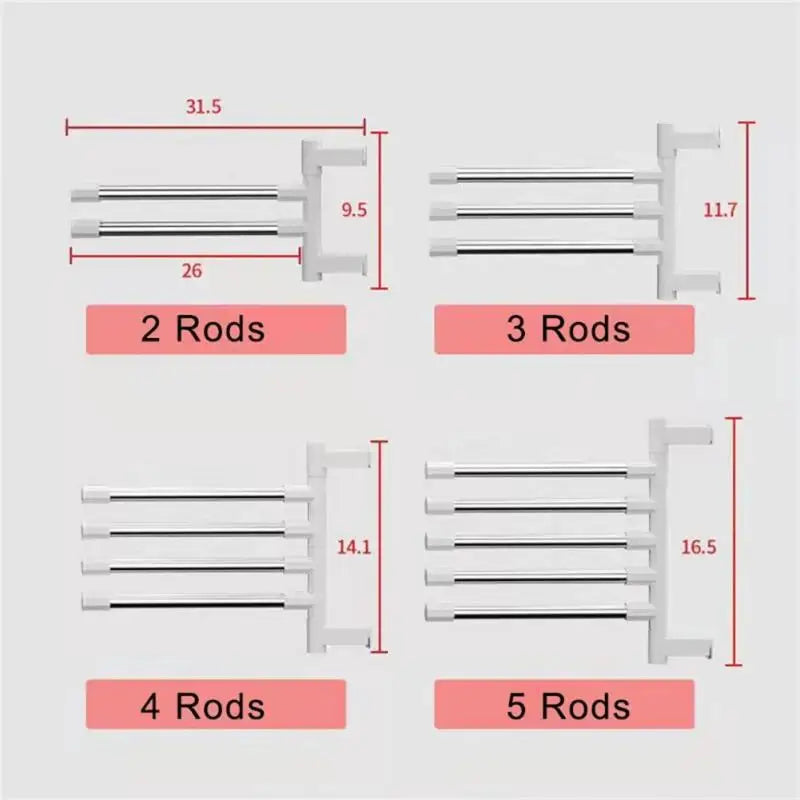 Towel Rack Bathroom Accessories Rotatable Towel Holder Space Aluminum 2/3/4/5/6/7/8 -Bar Hanging Wall Mounted Towel Hanger