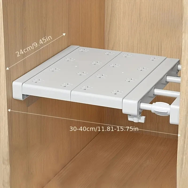 White Expandable Divider Punch-free Retractable Layers Board for Wardrobe Storage Kitchen and Bathroom Shelf Dormitory Dividers